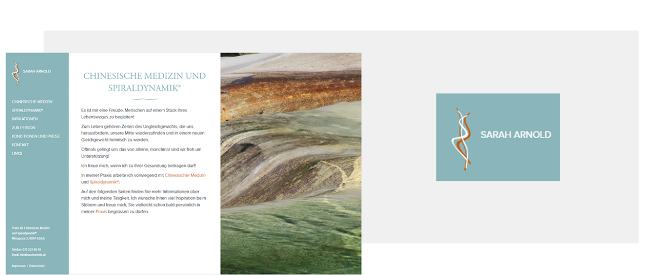Übersicht Bild Webseite und Logo Sarah Arnold