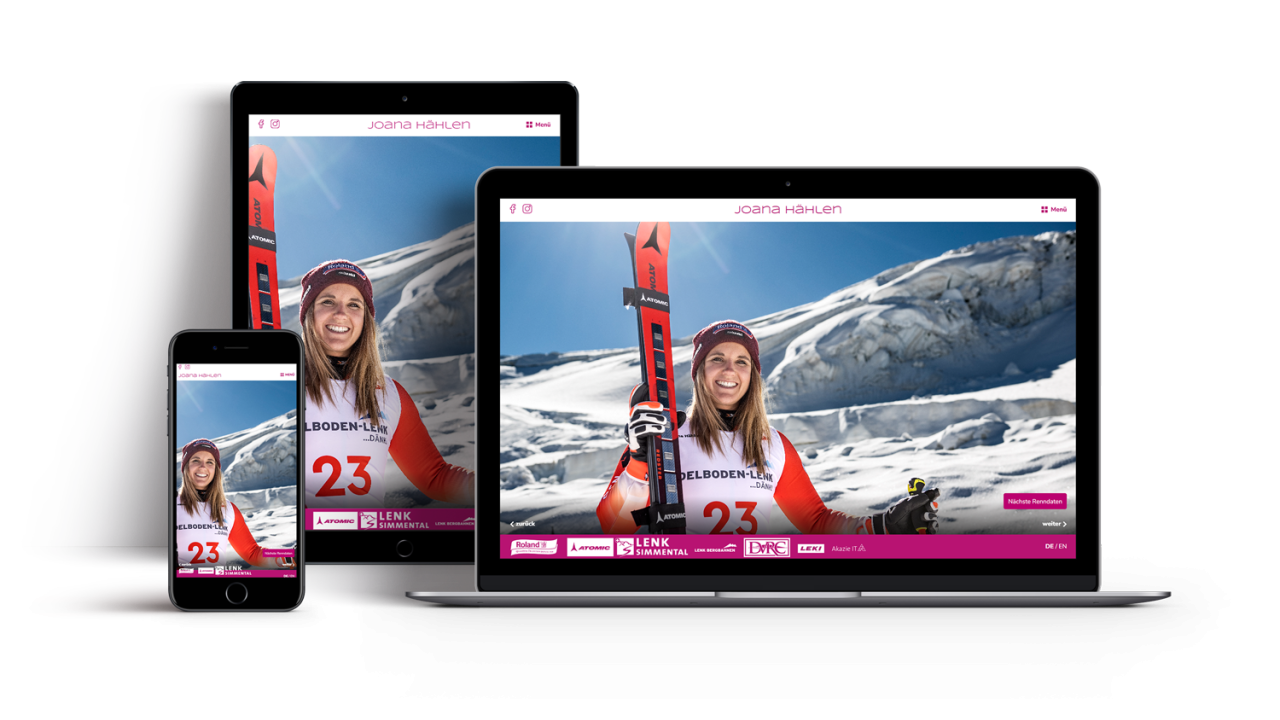 Vorschau Webseite Joana Hählen auf Laptop Ipad und Iphone