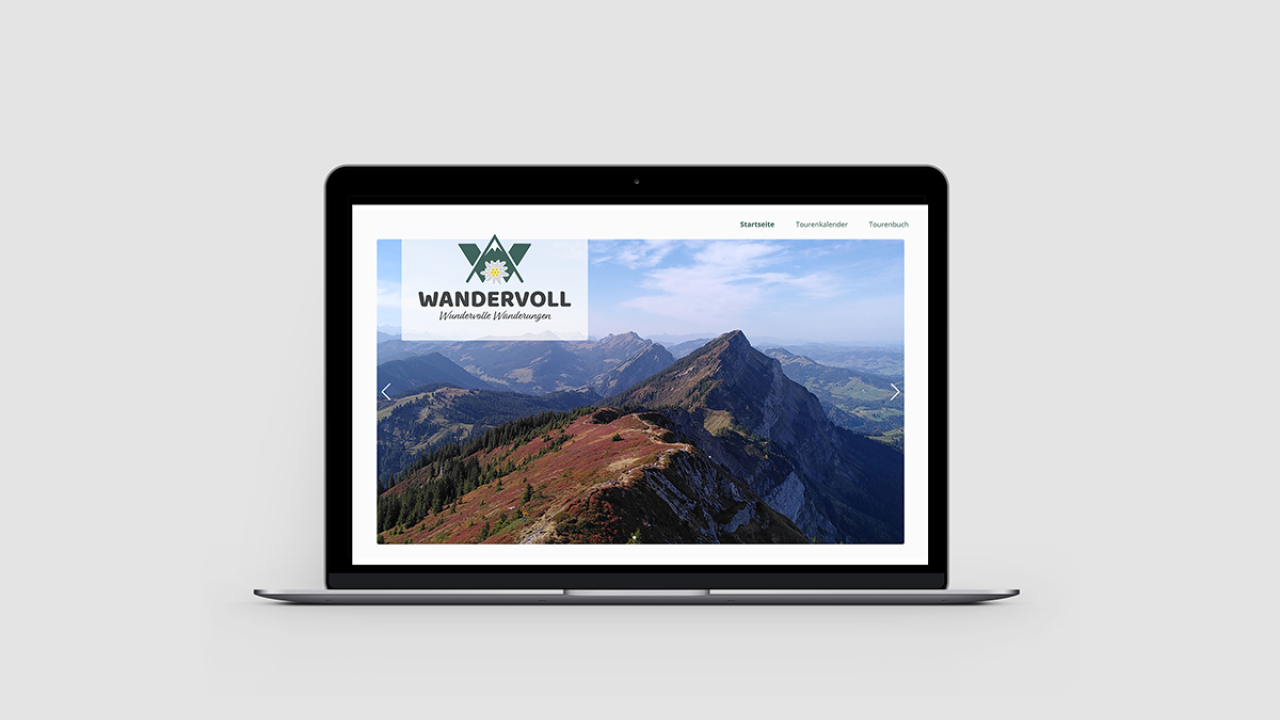 Referenz Wandervoll Vorschau Webseite auf Laptop