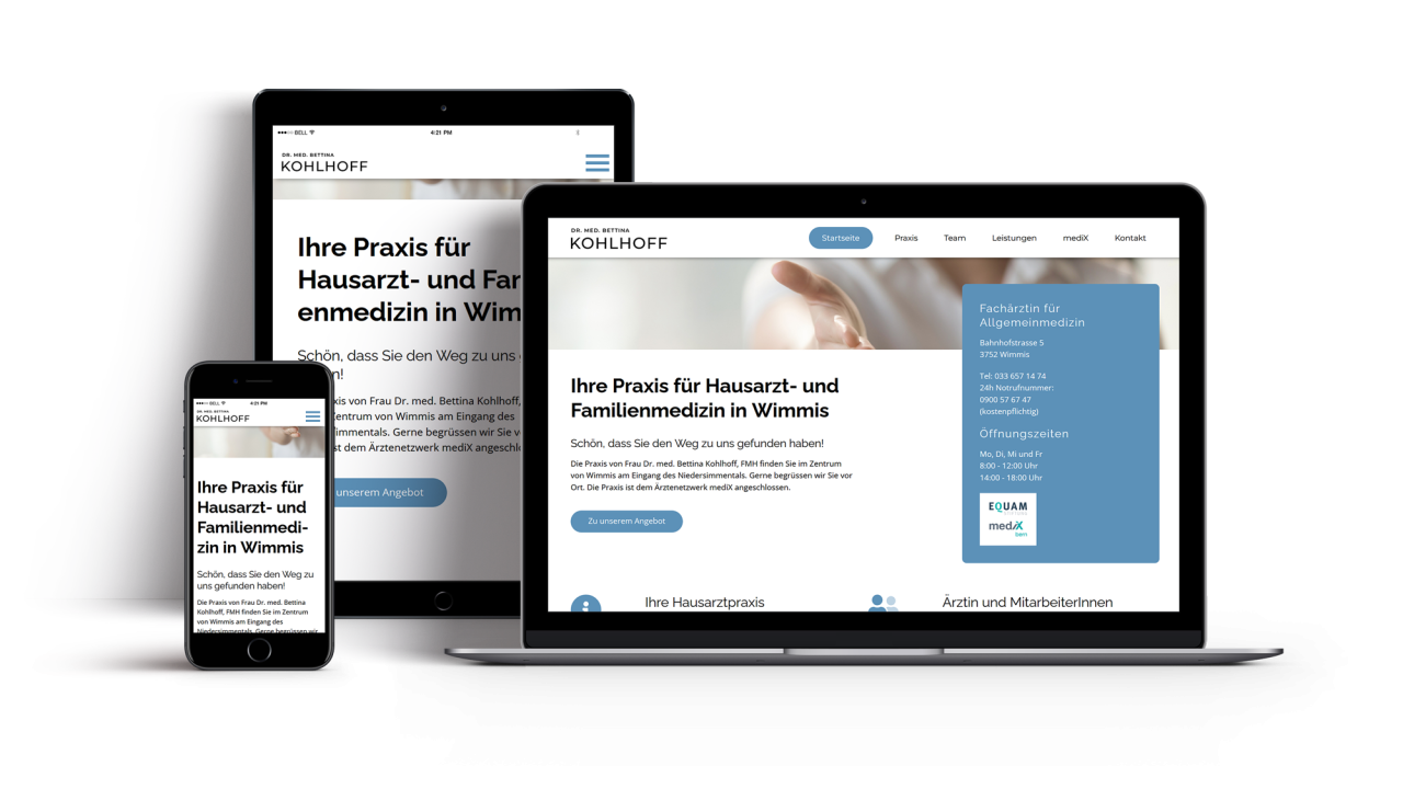 Kohlhoff Webseite responsive Ansicht auf Laptop Iphone und Ipad