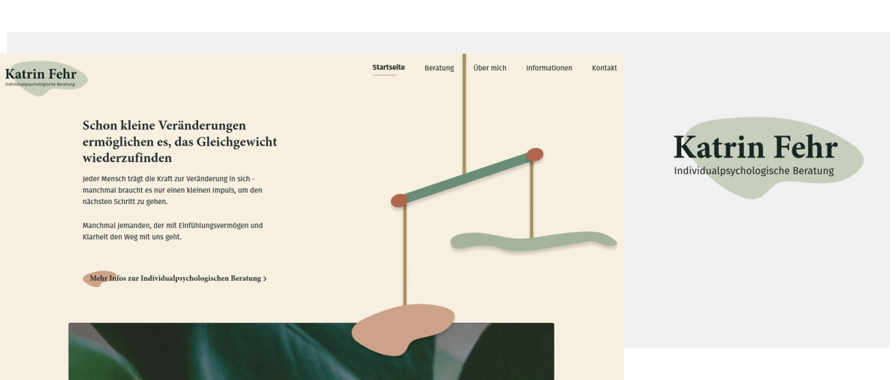 Startseite Webseite Katrin Fehr Beratung Lenk mit Logo und Mobile als Symbol