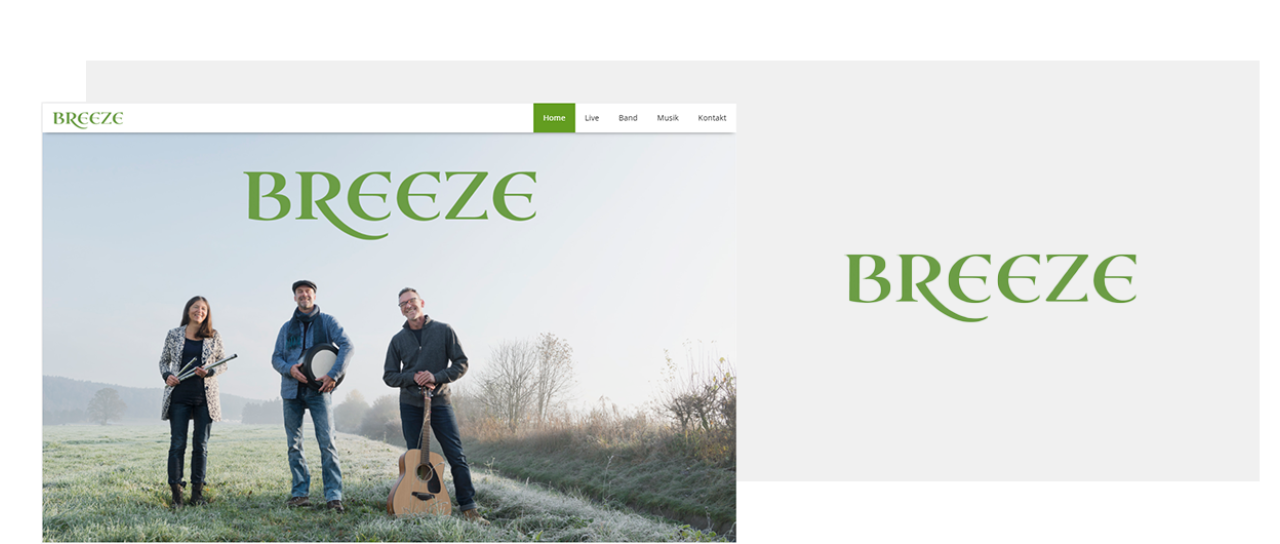 Webseite Vorschau Irish Breeze und Logo Irish Folk Band