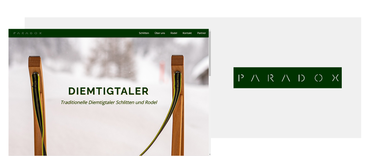 Webseite Vorschau Diemtigtaler und Logo Paradox Möbel Küchen Innenausbau