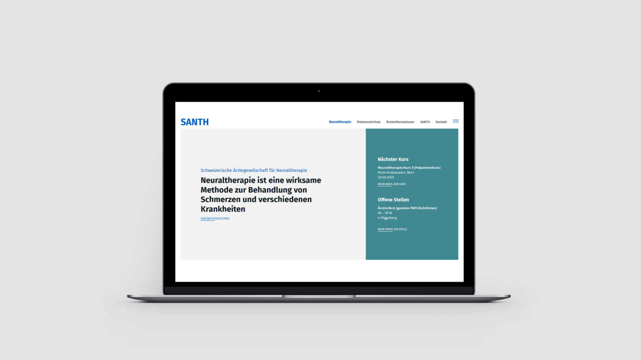 Referenz SANTH Vorschau Webseite auf Laptop