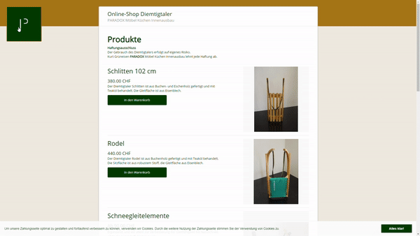 GIF Webseite Gif Webseite Diemtigtaler Shop Vorschau Funktionen