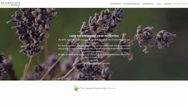 Osteopathie Vanneste GIF Webseite Vorschau Funktionen